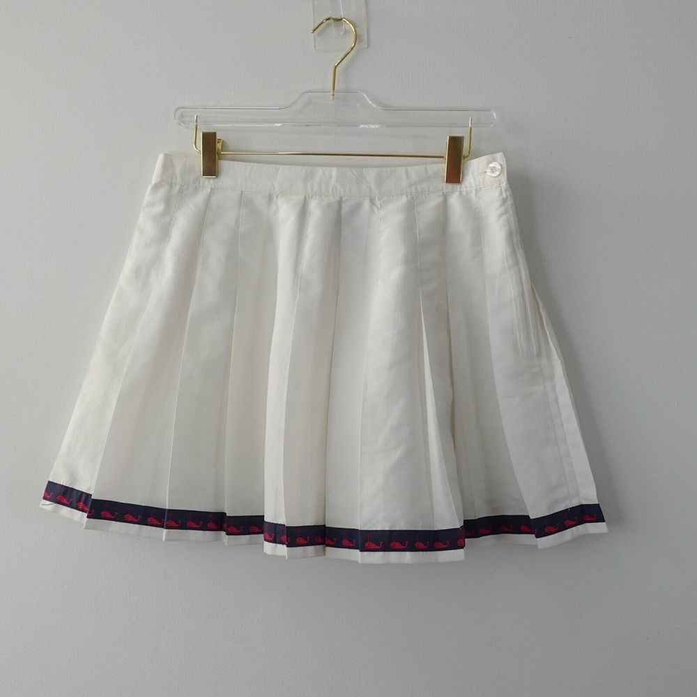 Vintage Lilly Pulitzer Tennis Skirt 8 White Pleated Mini Medium Dolphin 90s Y2K